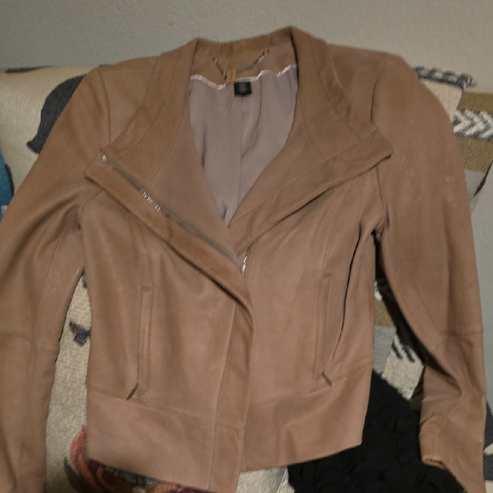 Elegant Tan Leather Jacket for Women